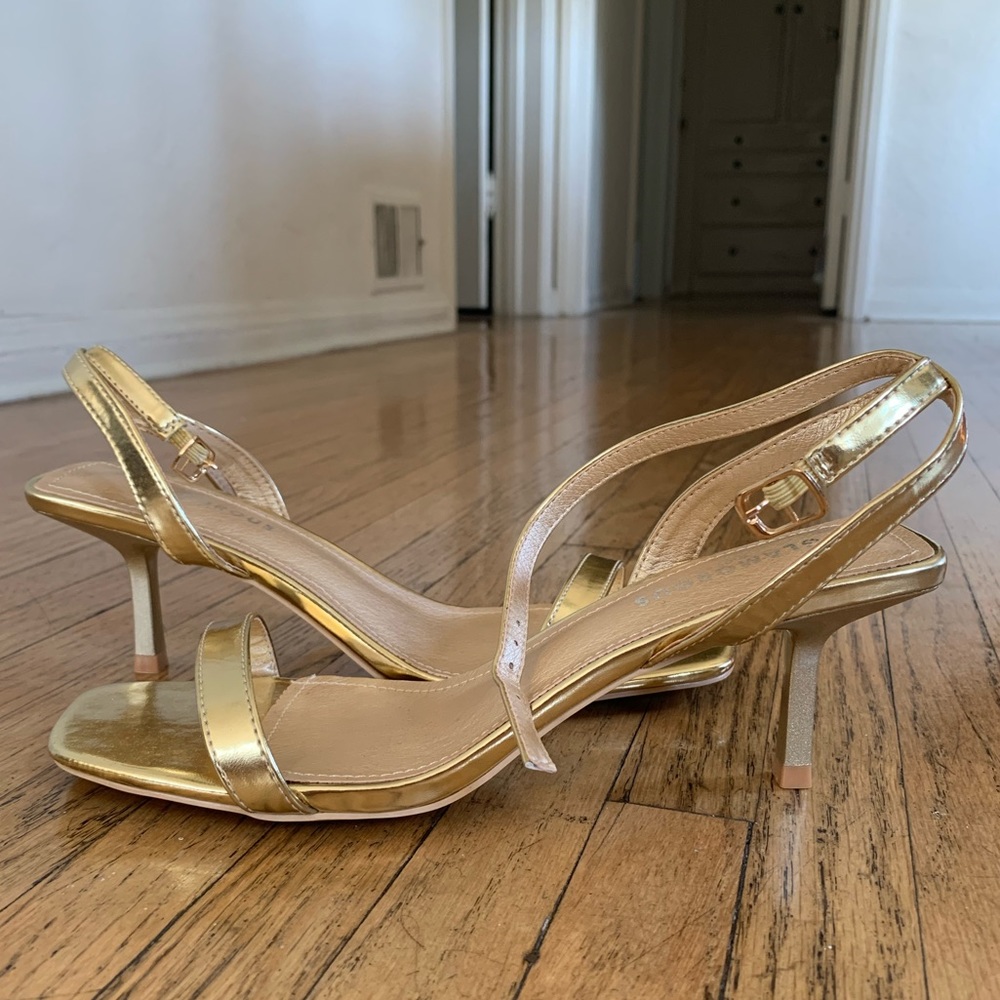 Gold strappy heel (7, wide)